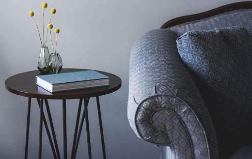 Living room with side table flower decoration