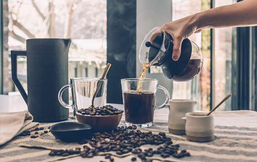 Fresh brewed black coffee