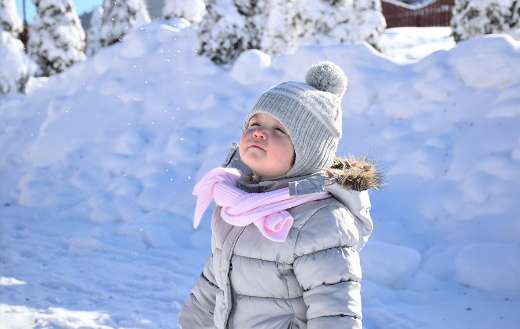White winter with baby girl