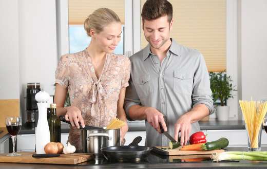Couple cooking