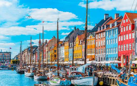 Colorful town buildings