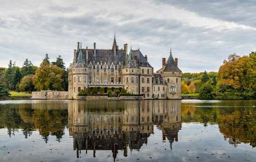 Castle in lake nature area