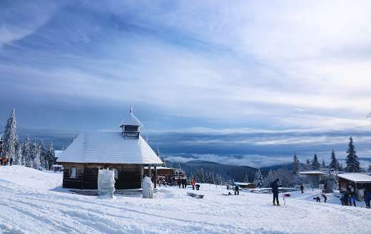 Snow mountain chapel people