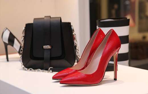 Close up photo shoes bag puzzle