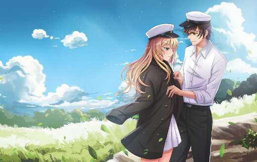 Manga drawing couple wearing tradional swedish clothes
