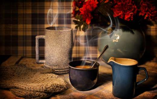 Cozy hot warmth cup coffee