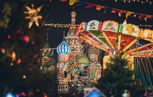 Colorful carousel new year night