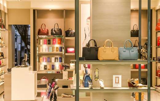Assorted color leather bag display