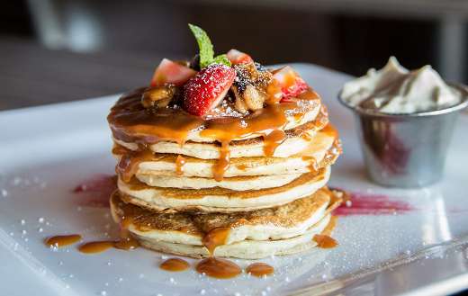 Pancake with sliced strawberry