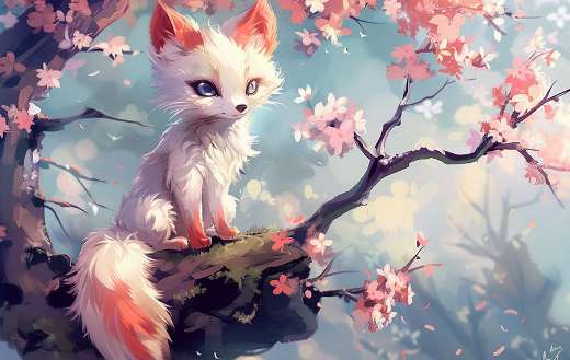 White fox anime puzzle