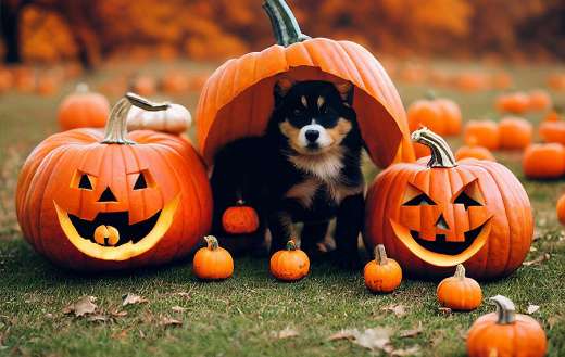 Animal pet dog halloween carved pumpkin