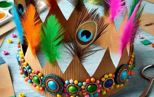 Cardboard feathers crowns