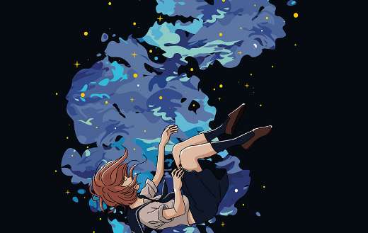 A girl falling down